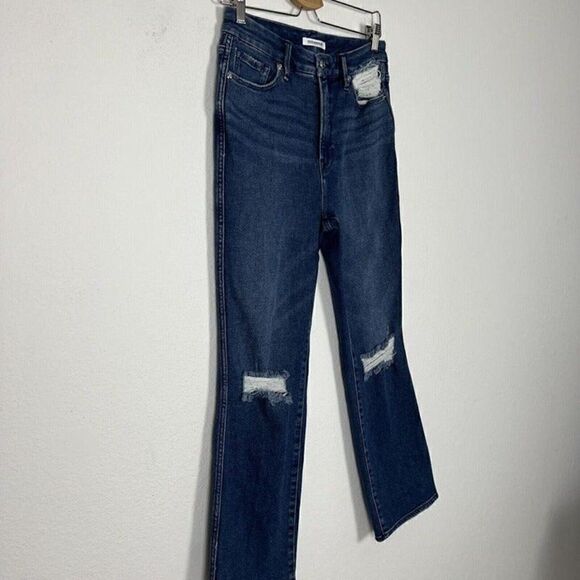 Good American Jeans Good Curve Straight Leg Stretch Distressed Denim Size 8/29 - Picture 5 of 11